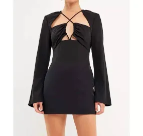 2.7 August Apparel - Crossover Straps Fitted Mini Dress