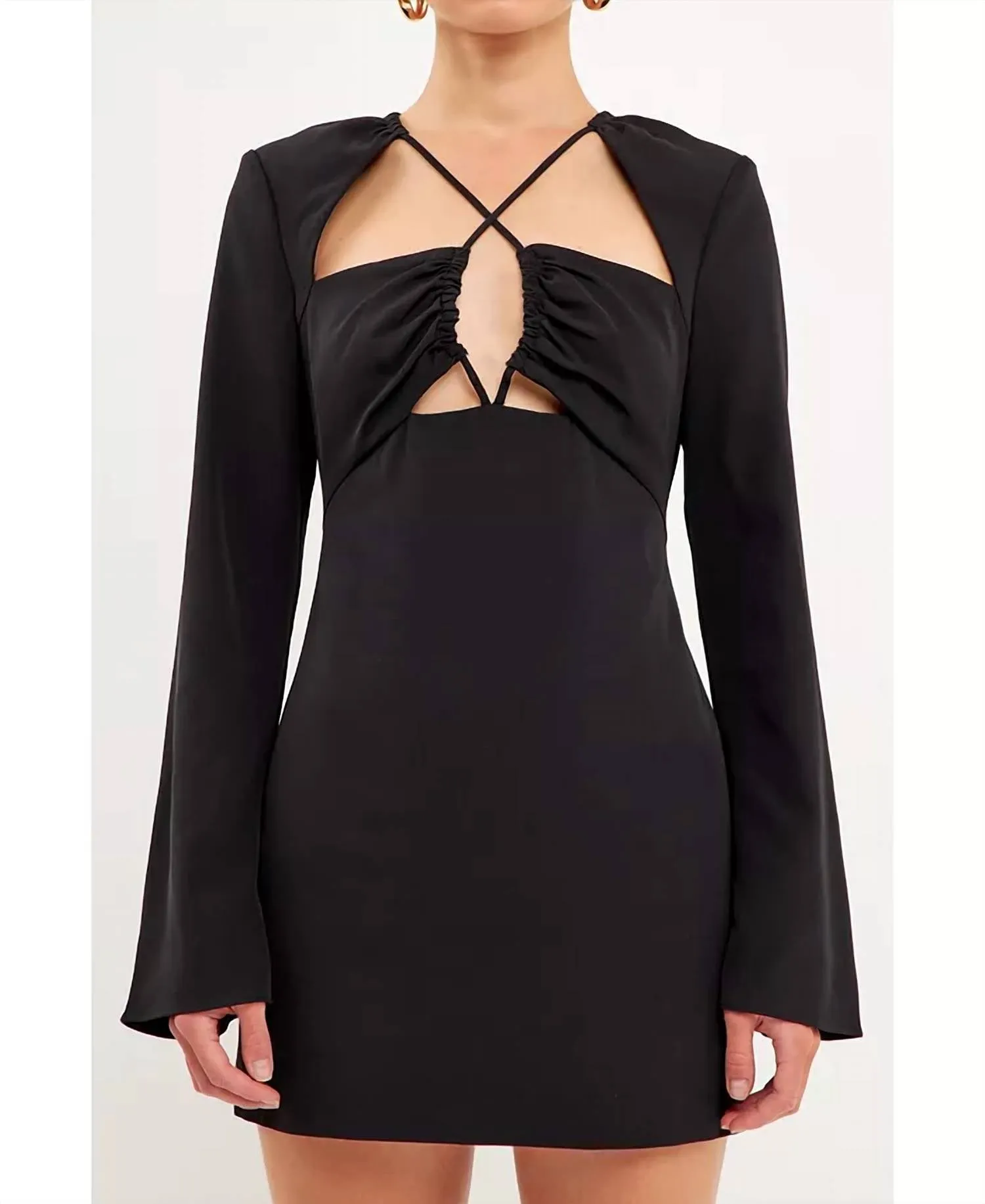 2.7 August Apparel - Crossover Straps Fitted Mini Dress