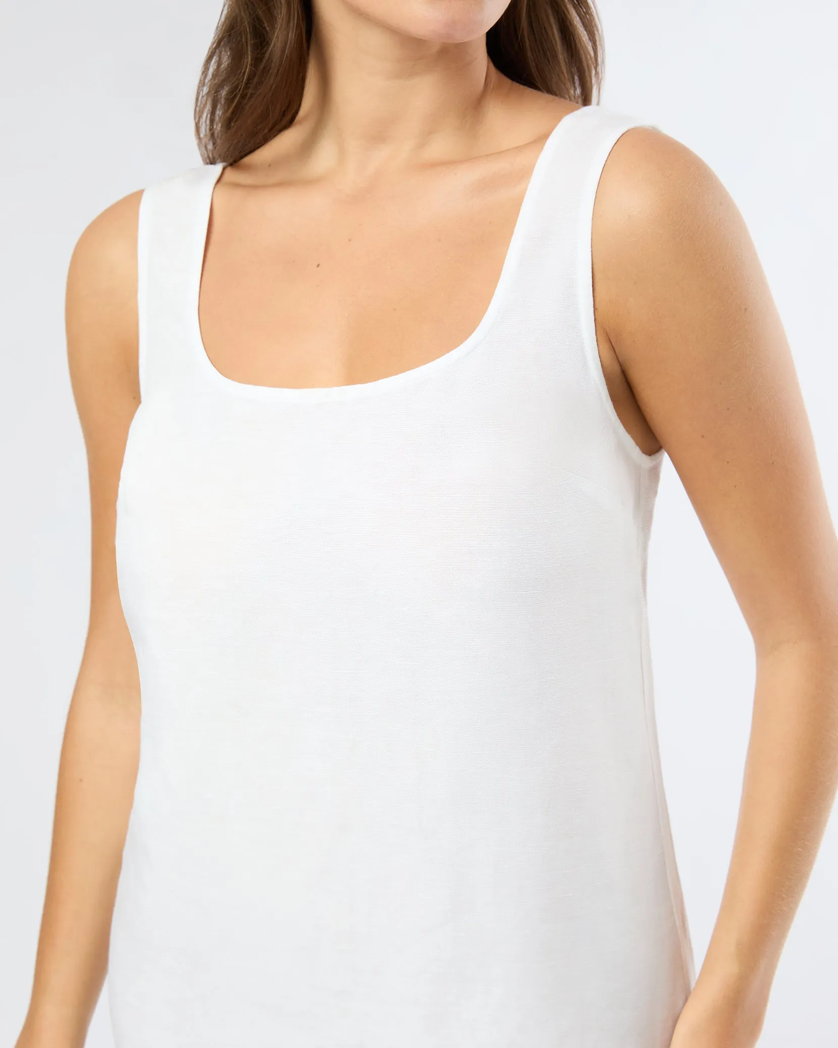 Air Linen Scallop Mini Dress