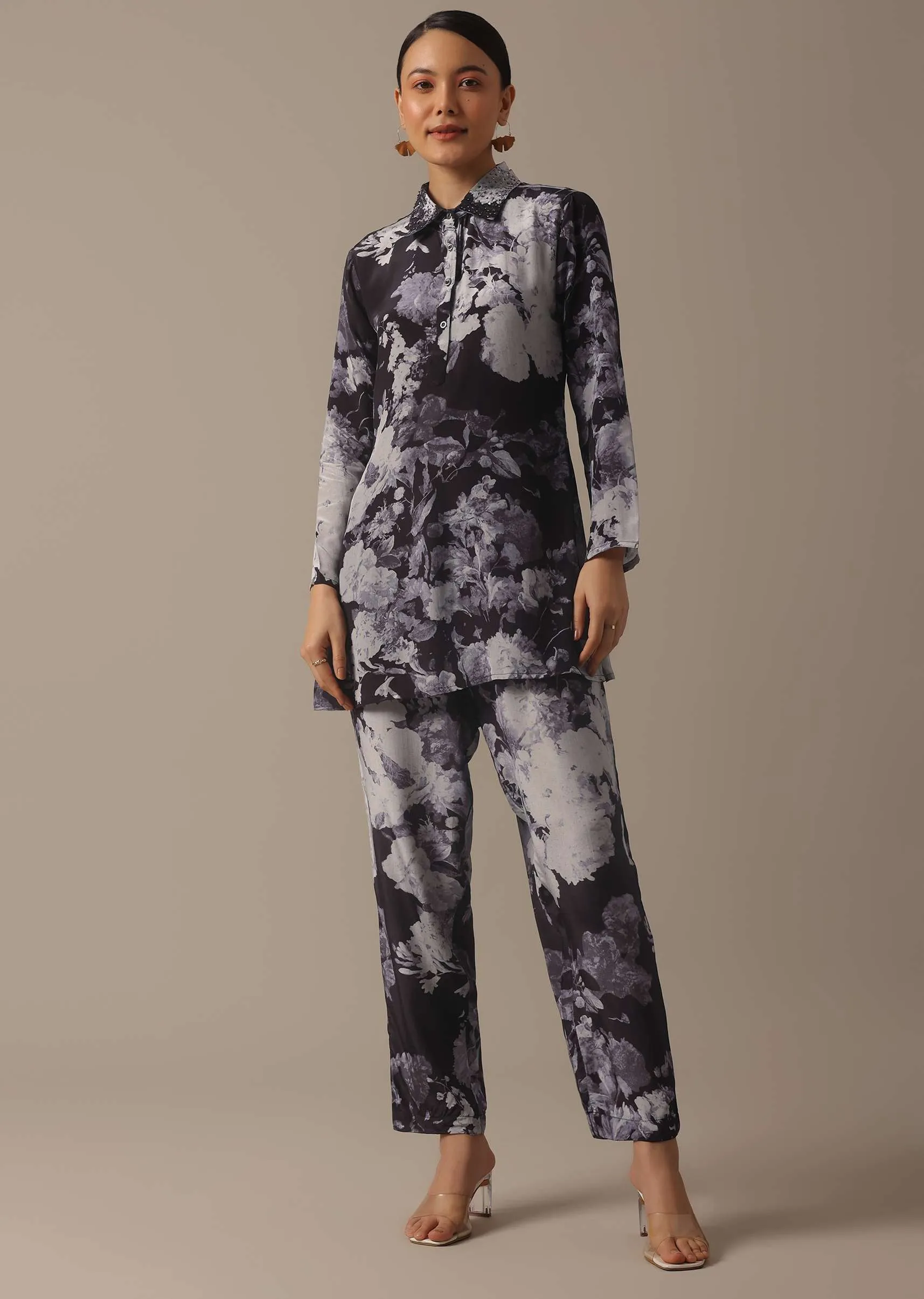 Black Floral Print co ord set