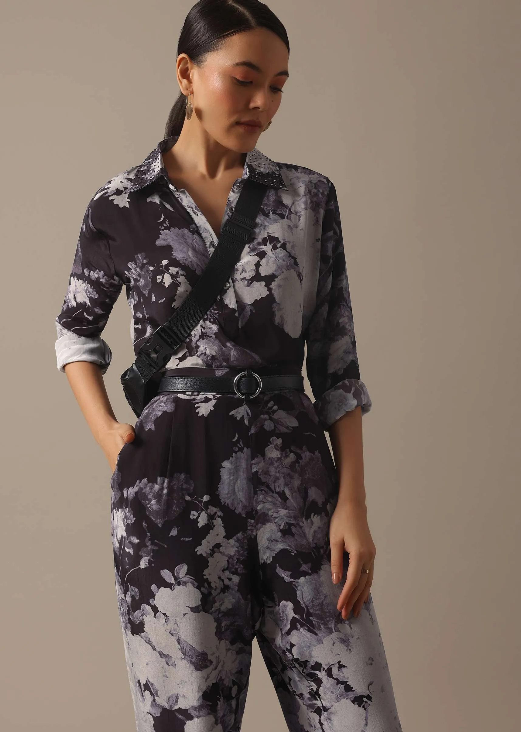 Black Floral Print co ord set