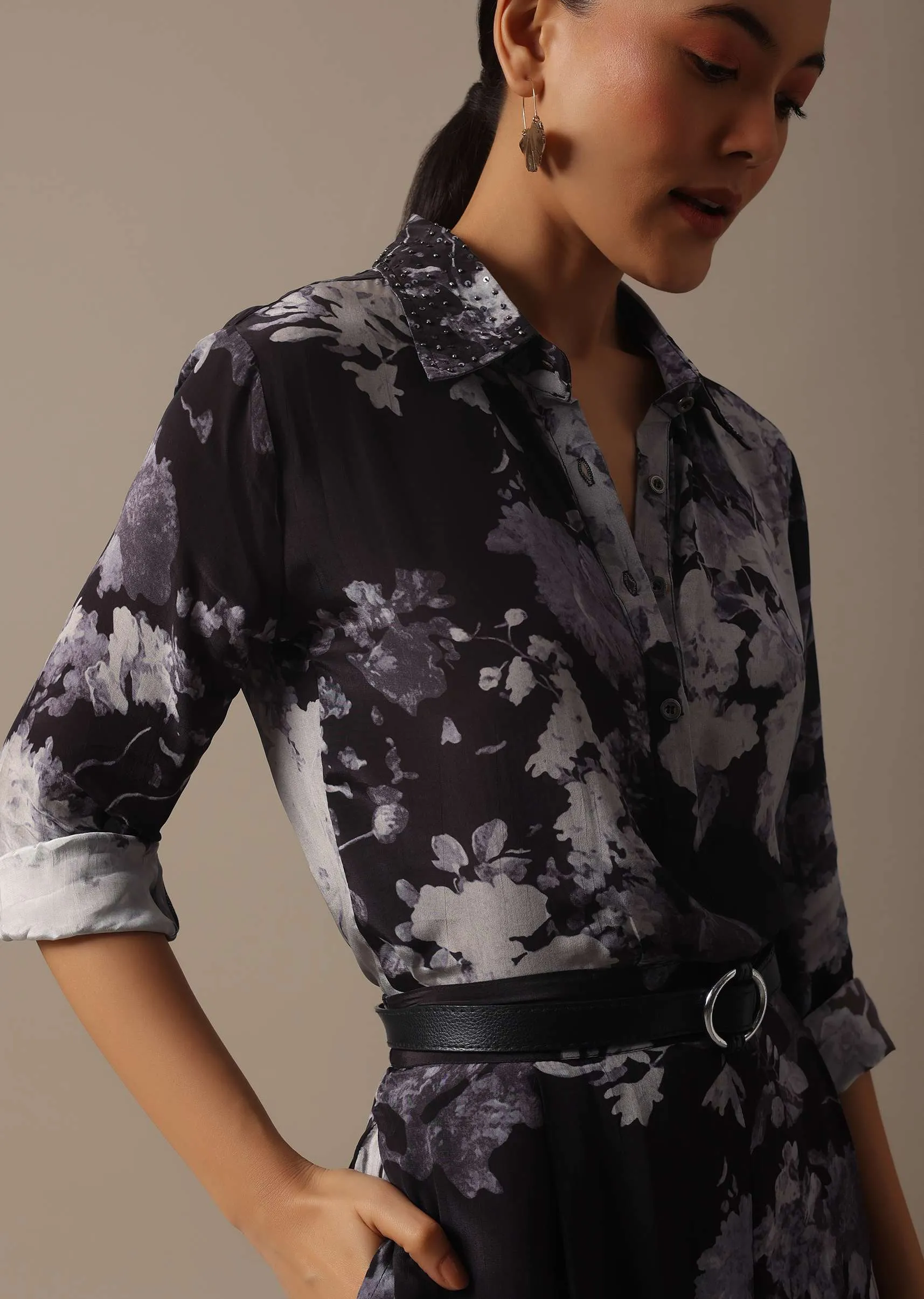 Black Floral Print co ord set