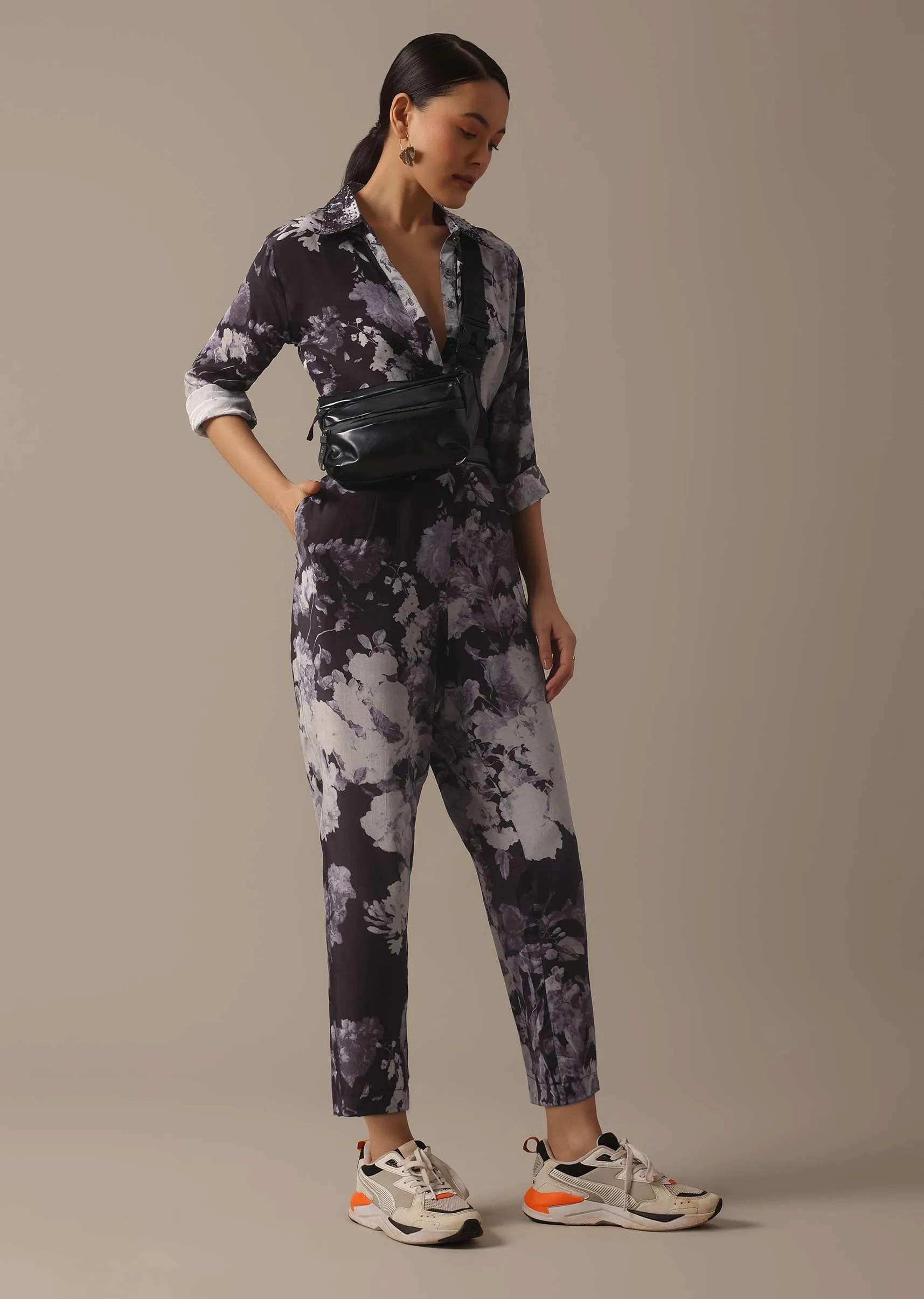 Black Floral Print co ord set