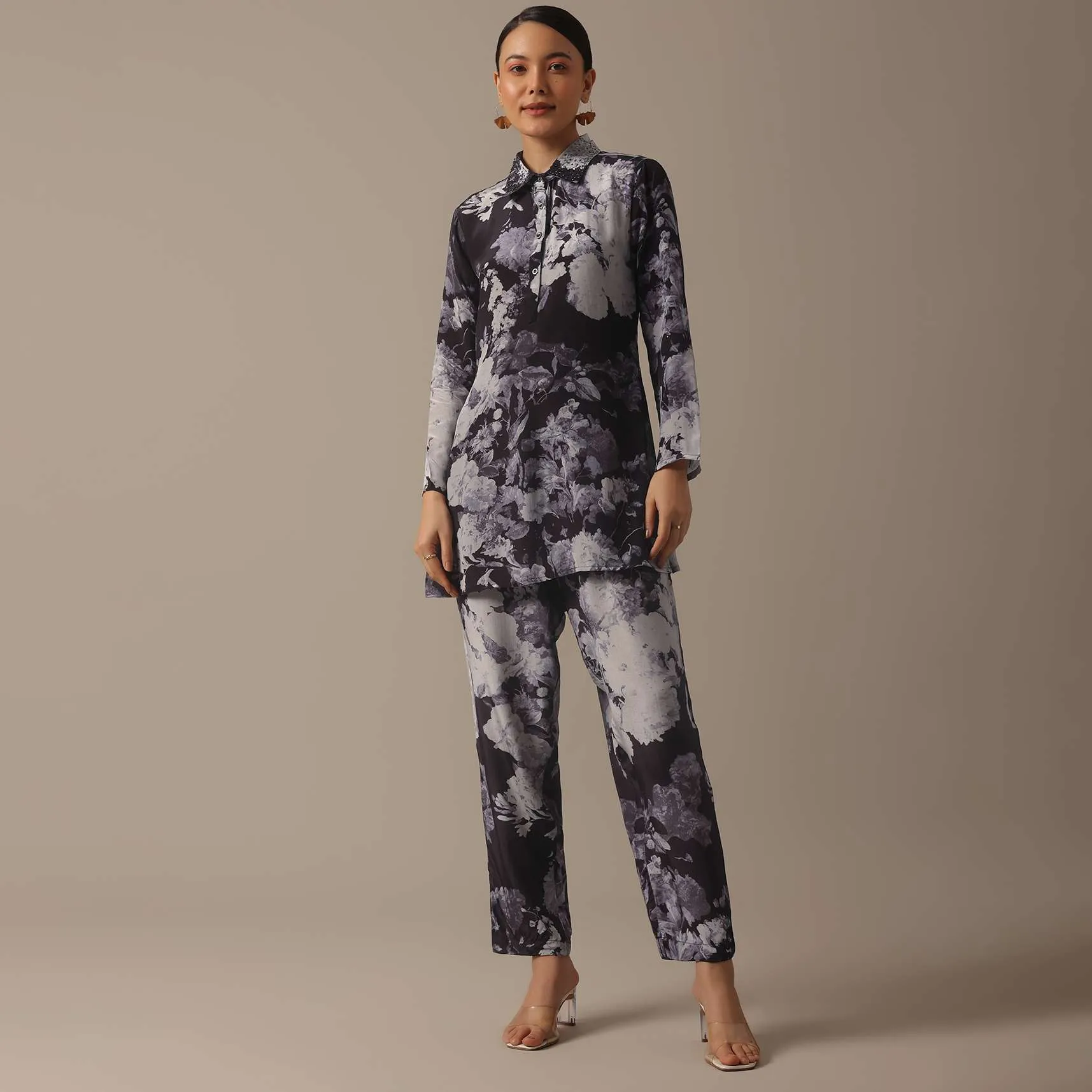 Black Floral Print co ord set
