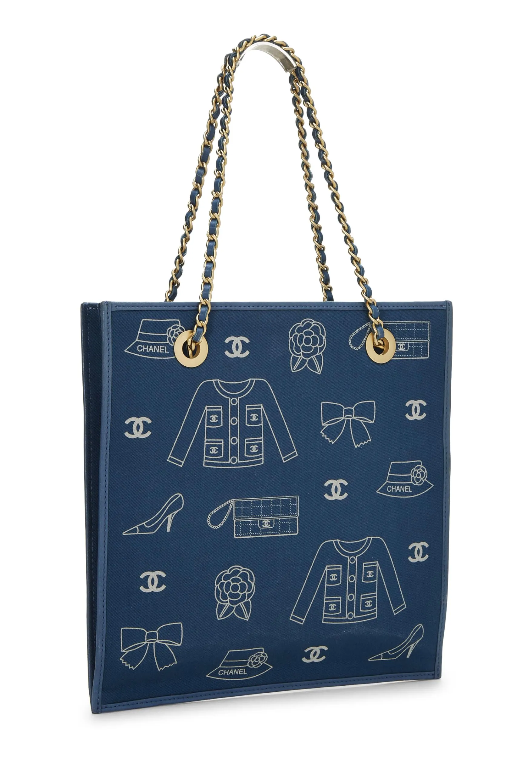 Chanel,  Blue Canvas Icon Print Small, Blue