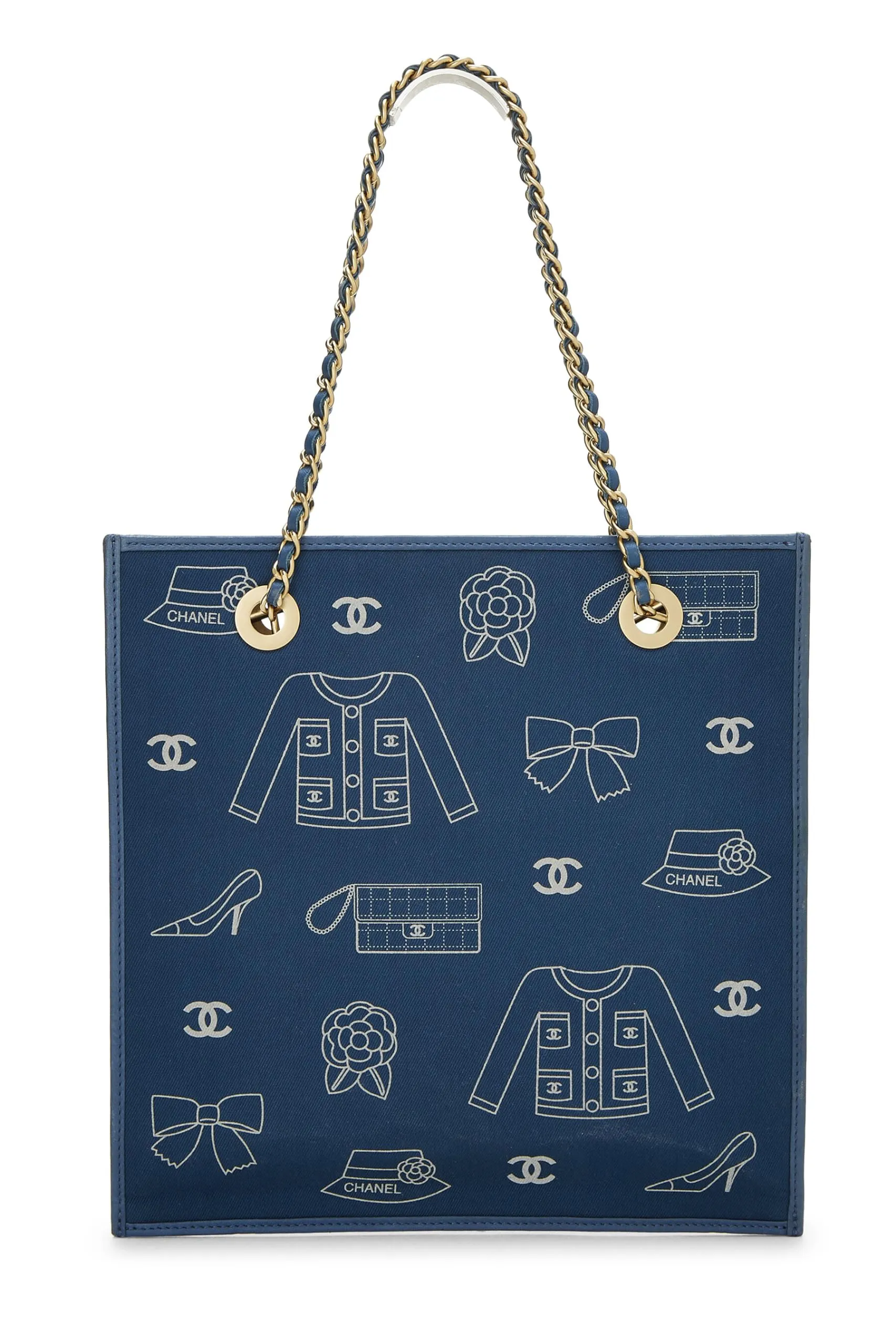 Chanel,  Blue Canvas Icon Print Small, Blue