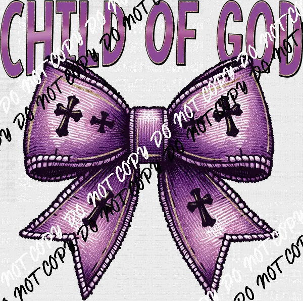 Child of God Bow with Crosses DTF Transfer