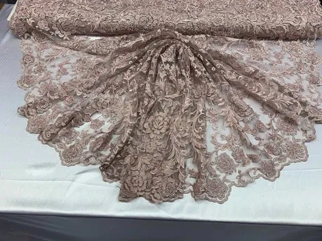 Hand Beaded Lace Fabric - Embroidery Floral Lace With Sequins And Flowers