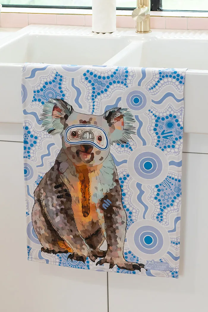 Koala (Gurrburr) 'Australian Wildlife Conservancy' Linen Blend Tea Towel
