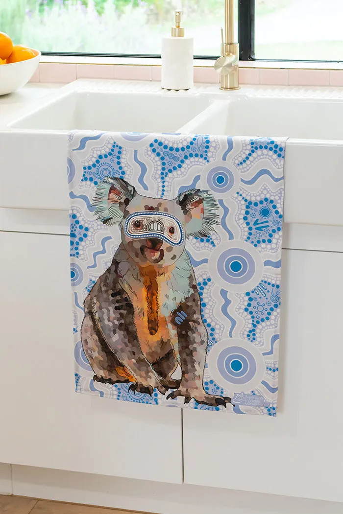 Koala (Gurrburr) 'Australian Wildlife Conservancy' Linen Blend Tea Towel