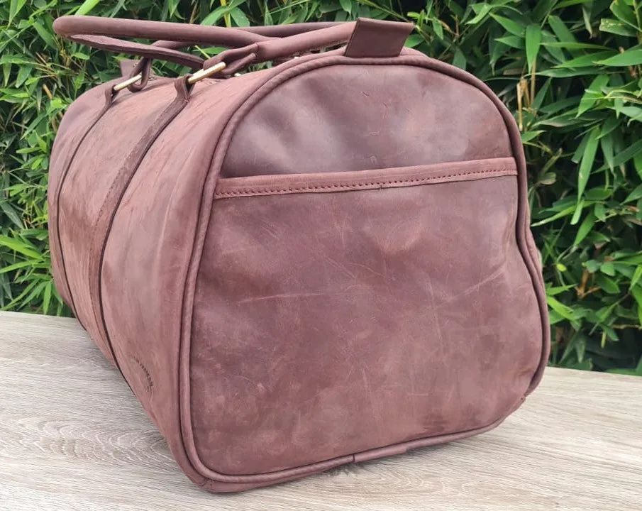 Large Pull Up Leather Duffle Bag