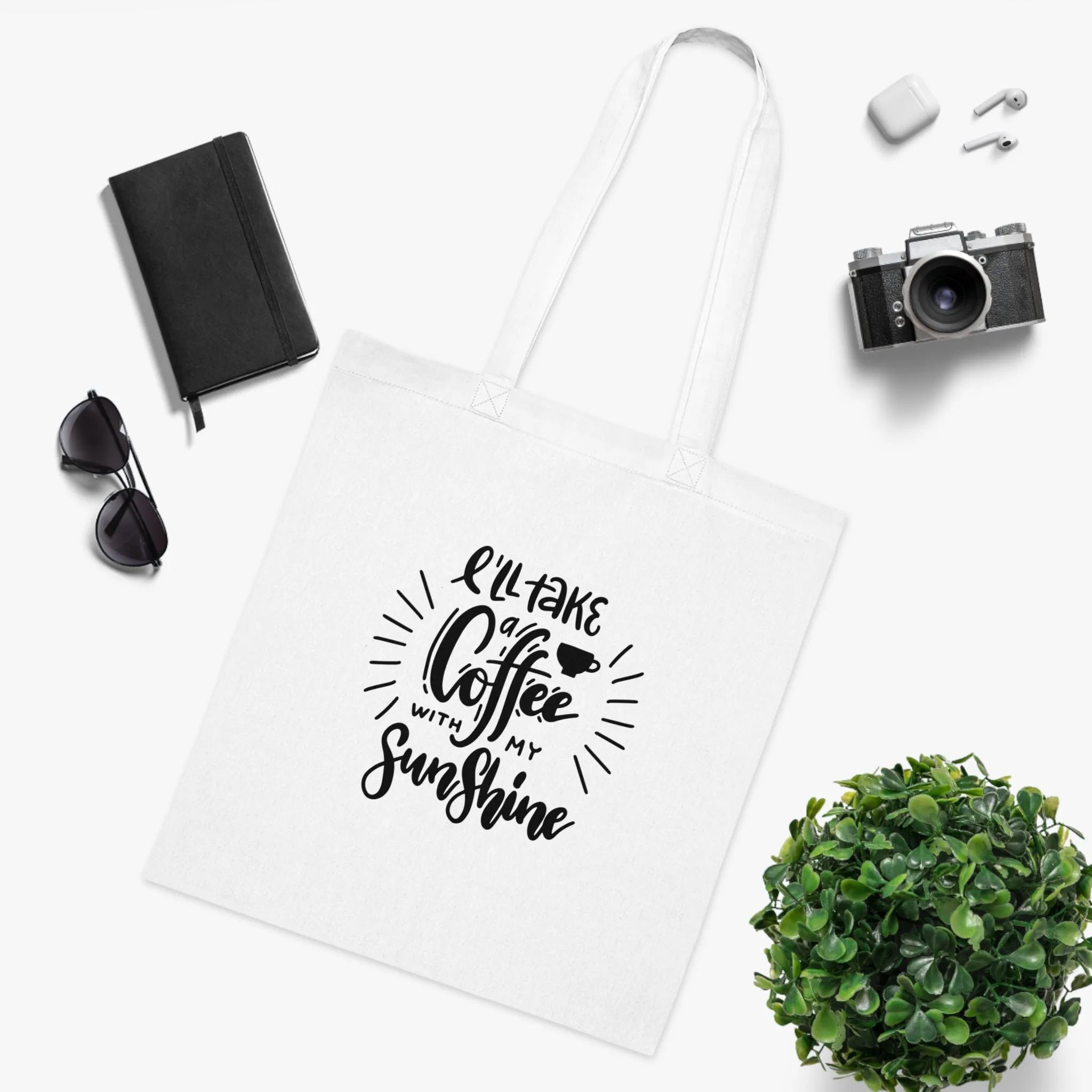 L'll Take Coffee with My Sunshine Cotton Tote Bag