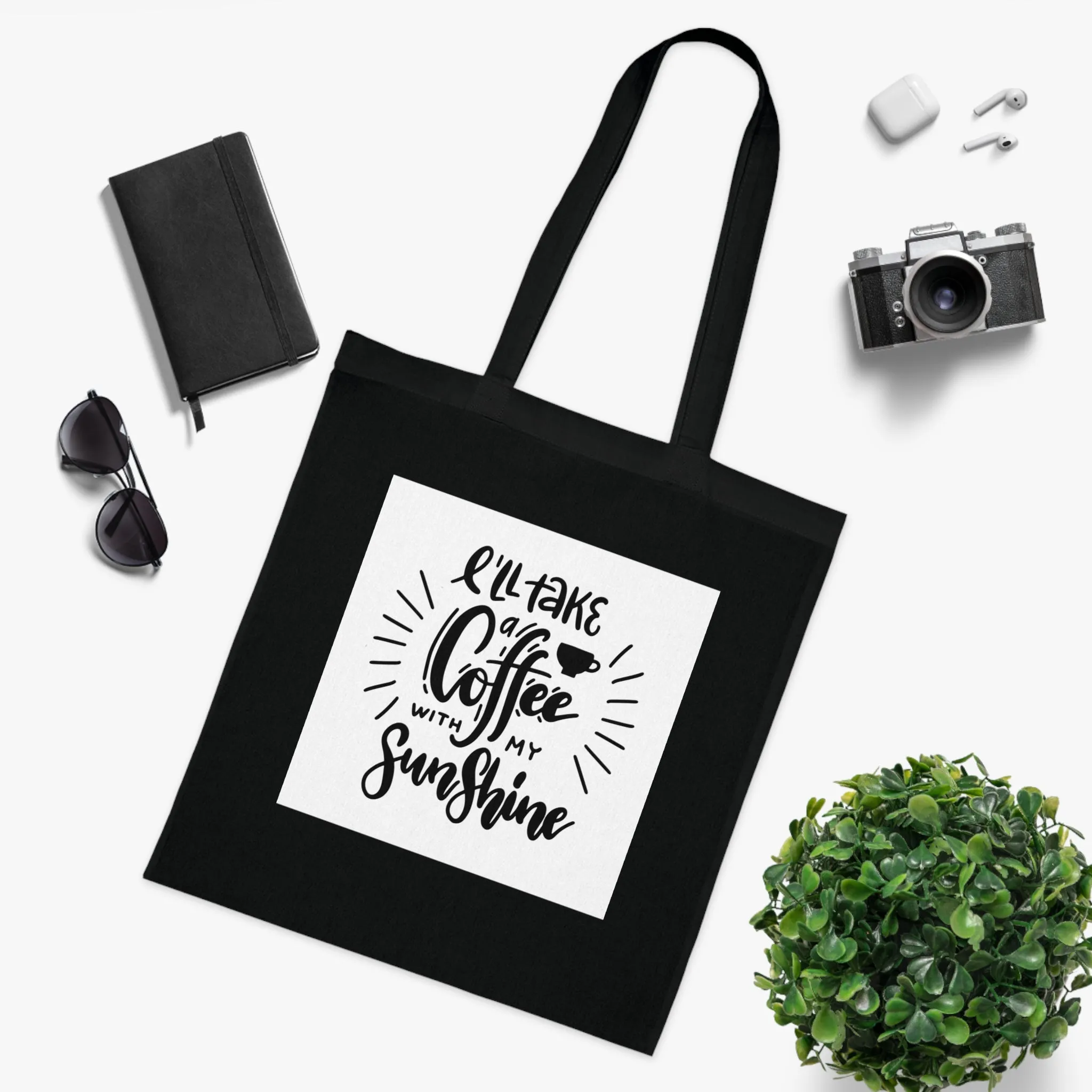 L'll Take Coffee with My Sunshine Cotton Tote Bag