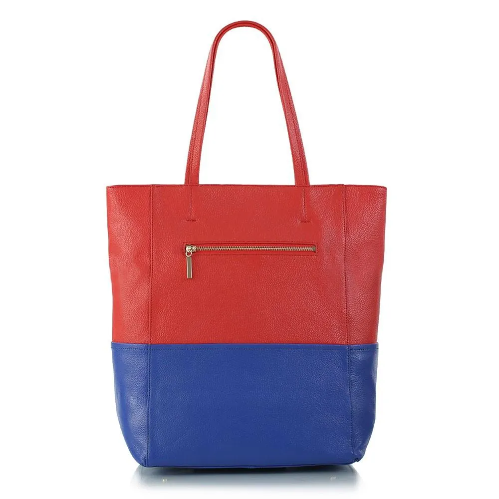 Saint-Tropez Colour Blocked Tote - Poppy/Periwinkle
