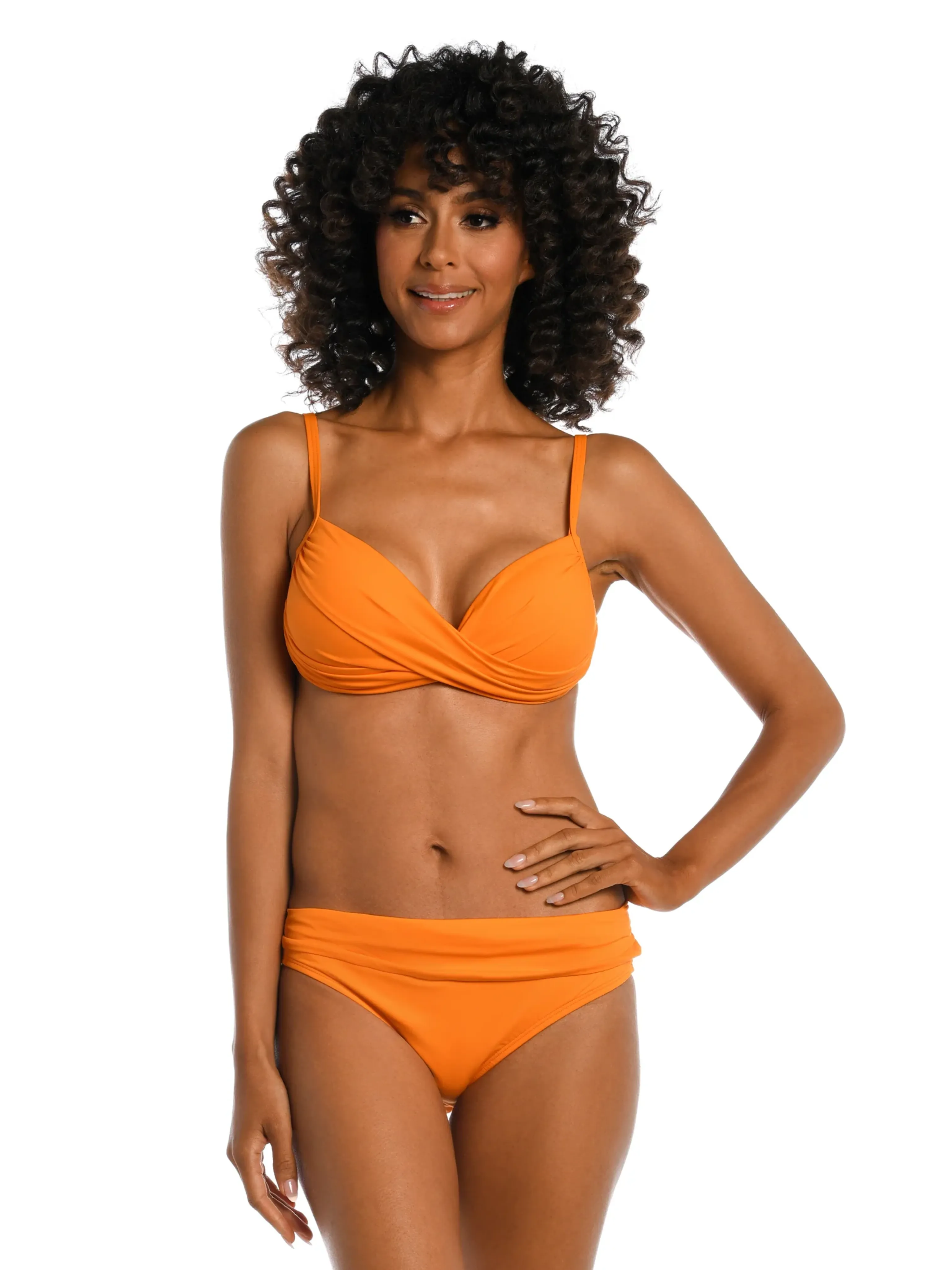 Solid Over The Shoulder Wrap Bikini Top