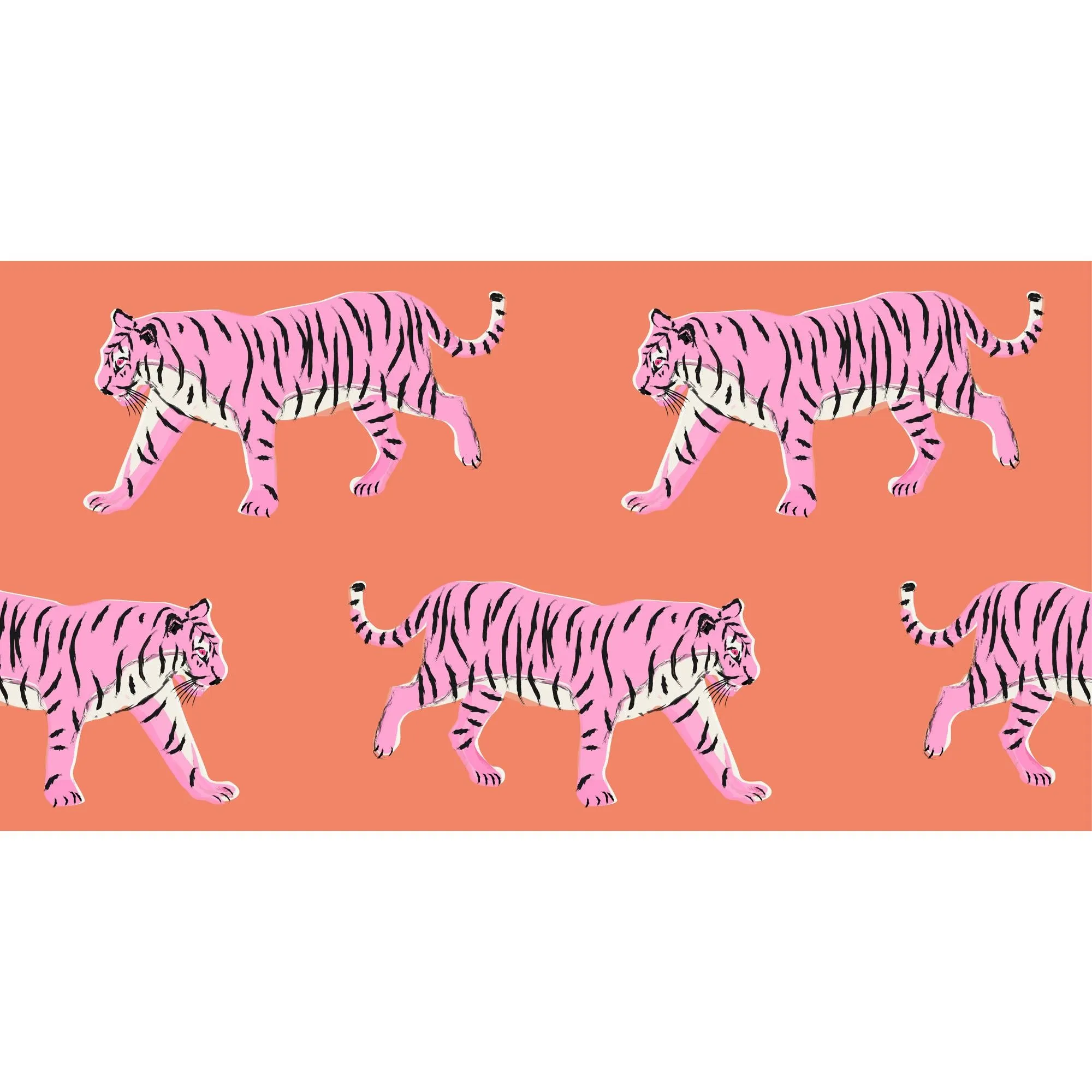 tigers vibrant pink CAT - Wall Covering - Pre-Pasted PVC Free