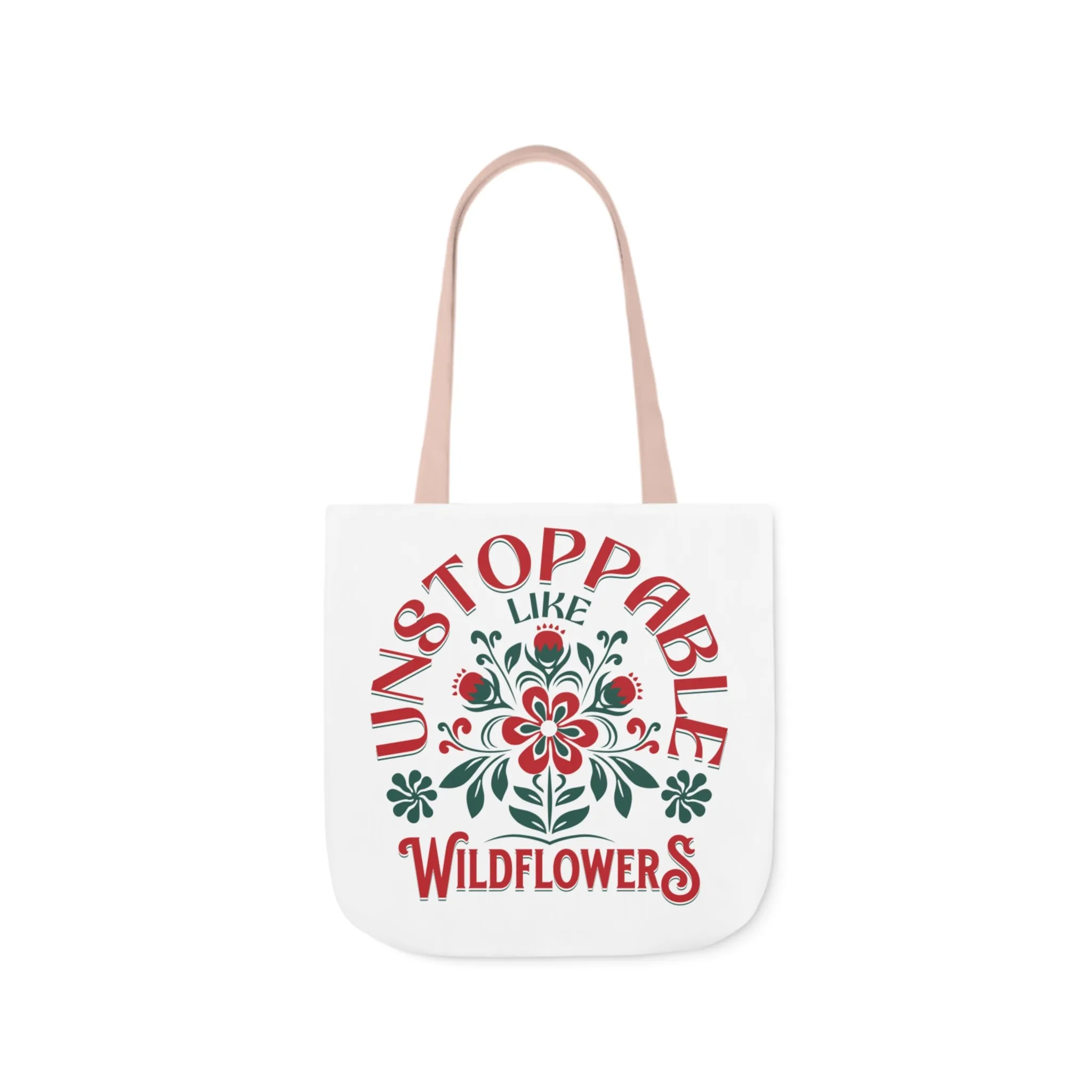 Unstoppable Wildflowers Canvas Tote Bag with Colorful Straps