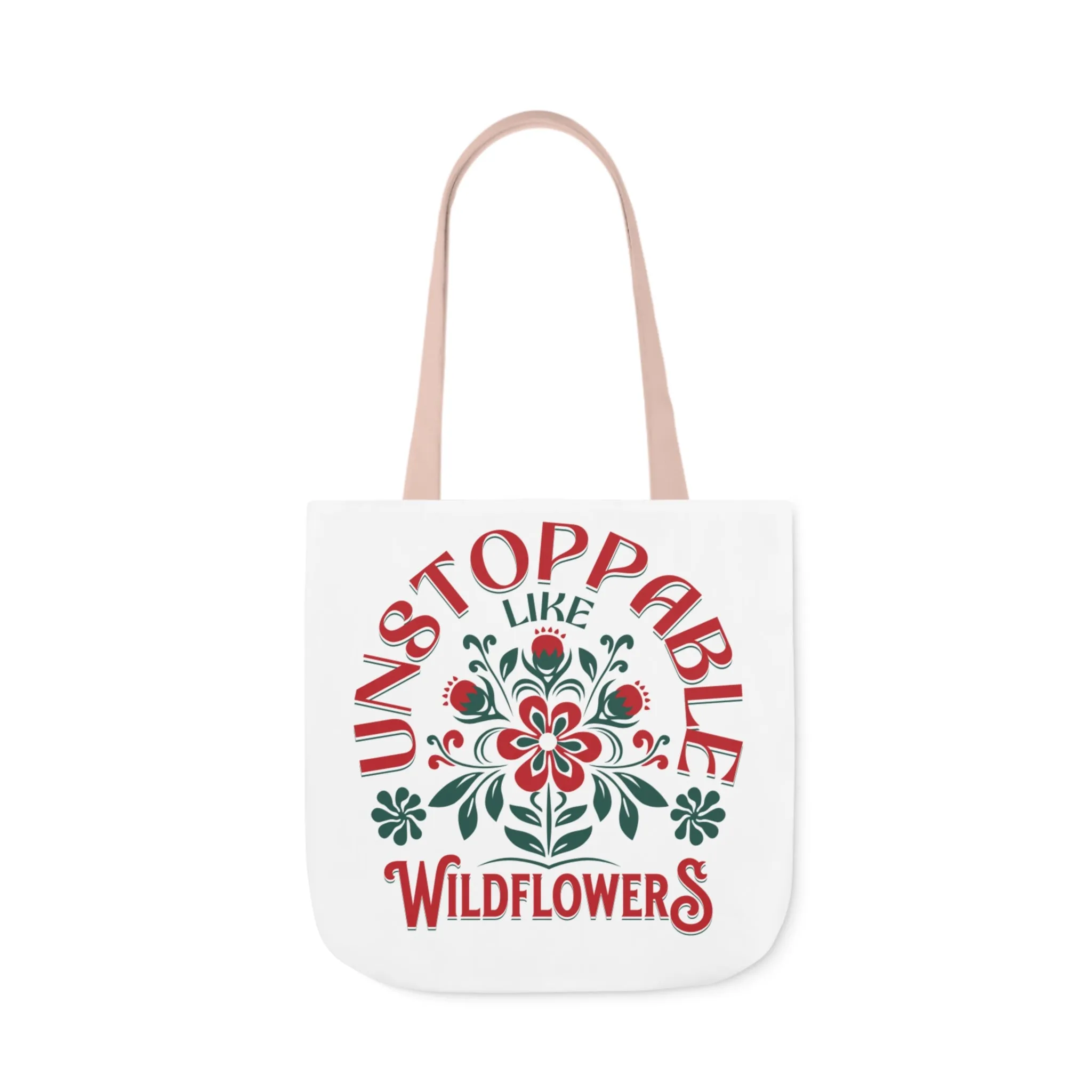 Unstoppable Wildflowers Canvas Tote Bag with Colorful Straps