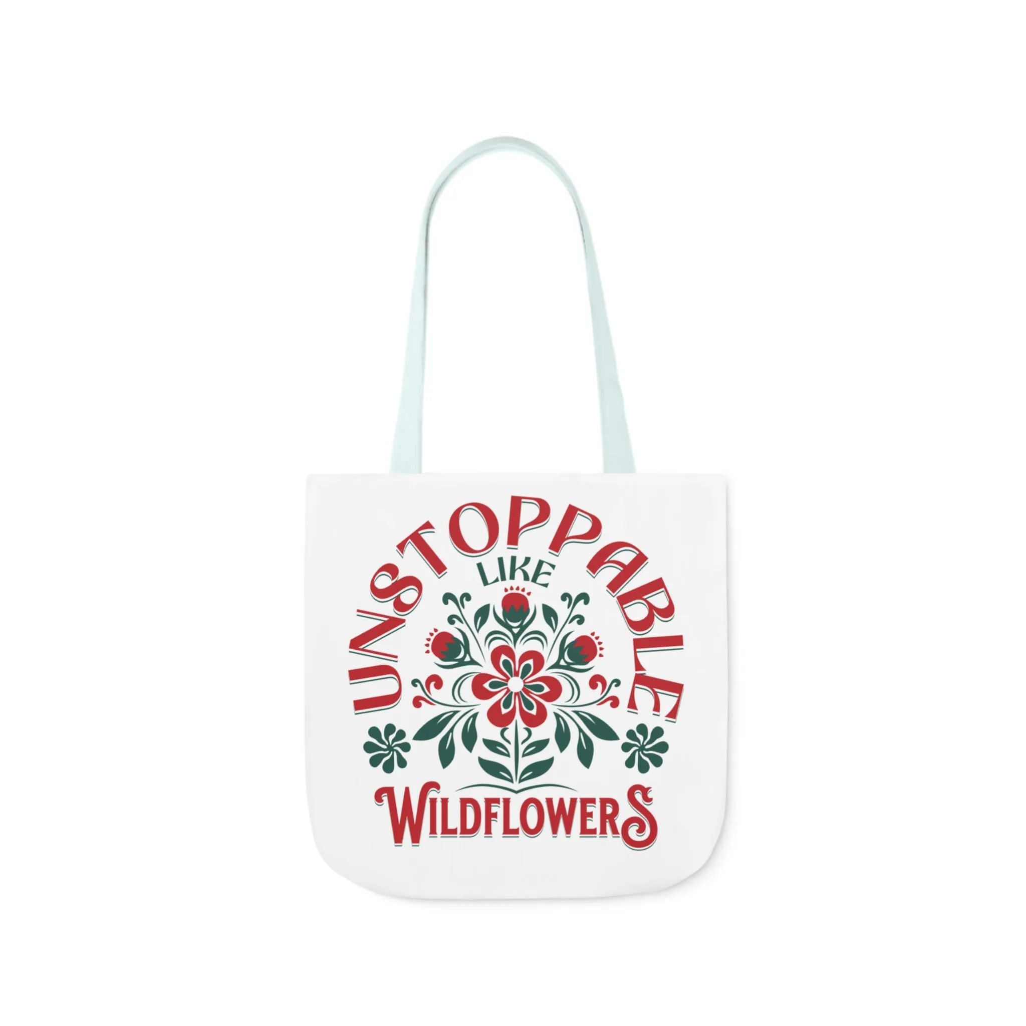 Unstoppable Wildflowers Canvas Tote Bag with Colorful Straps
