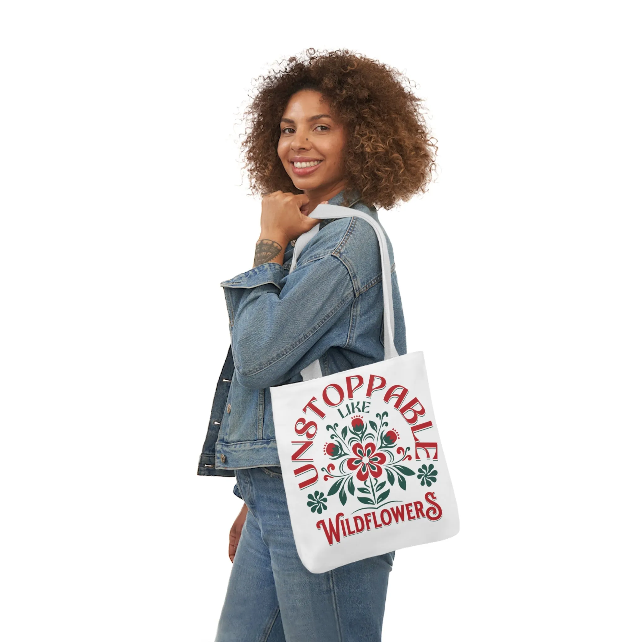 Unstoppable Wildflowers Canvas Tote Bag with Colorful Straps