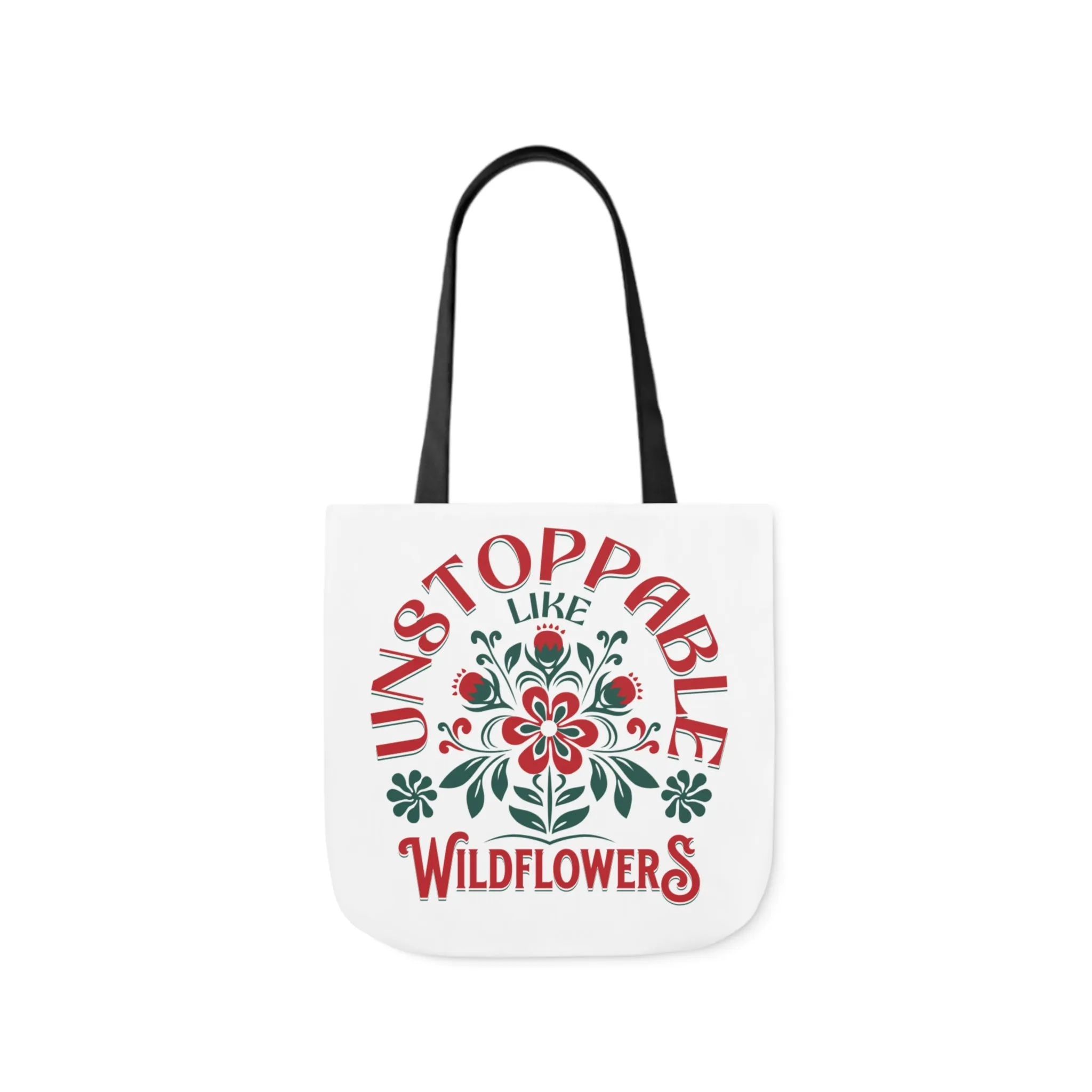 Unstoppable Wildflowers Canvas Tote Bag with Colorful Straps
