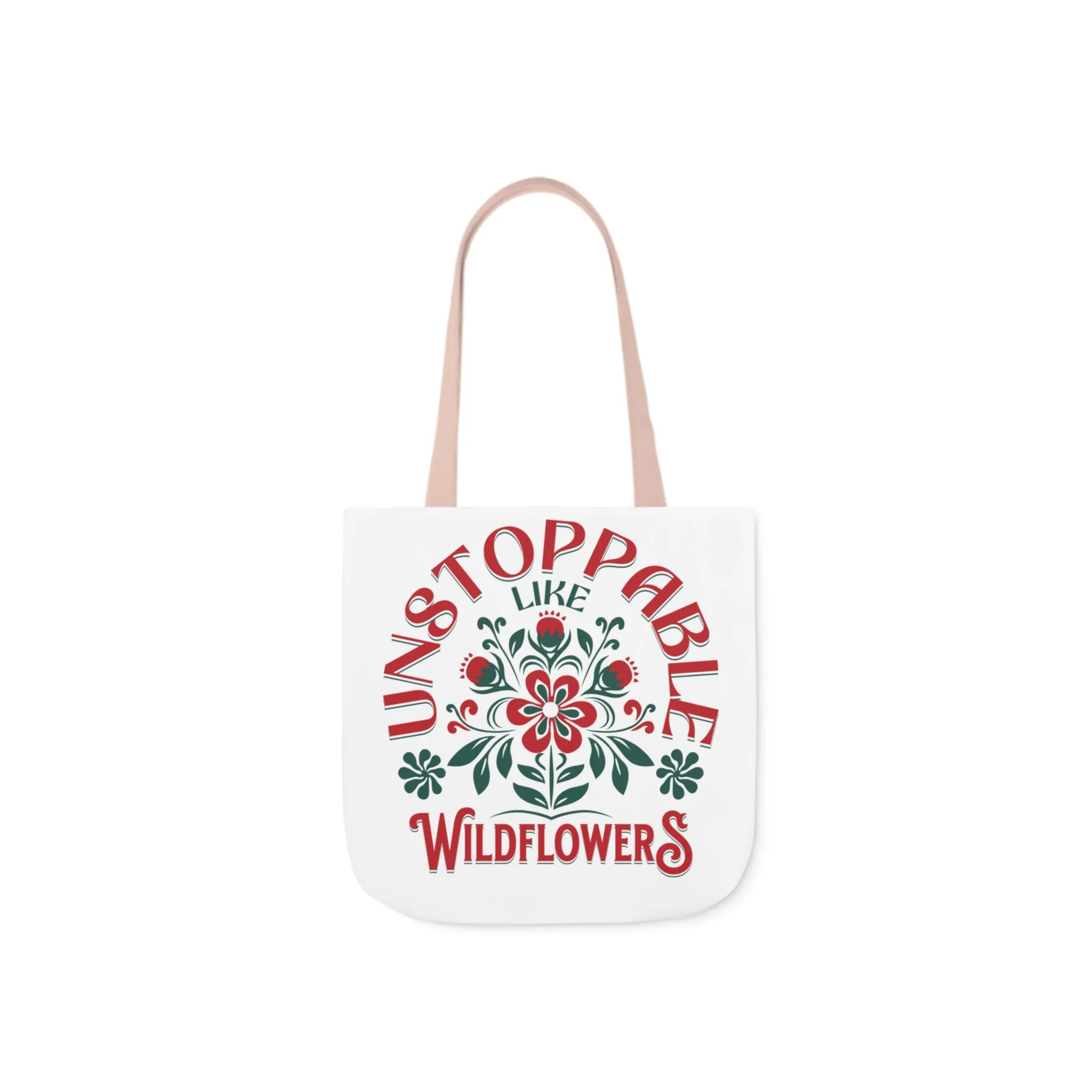 Unstoppable Wildflowers Canvas Tote Bag with Colorful Straps