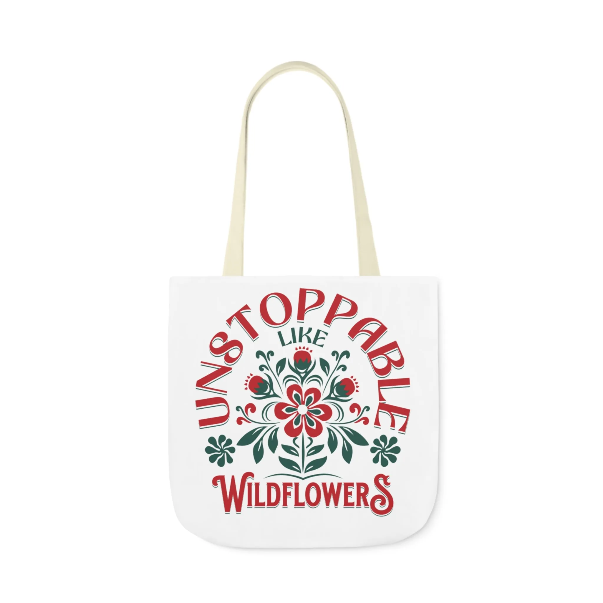 Unstoppable Wildflowers Canvas Tote Bag with Colorful Straps