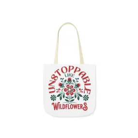 Unstoppable Wildflowers Canvas Tote Bag with Colorful Straps