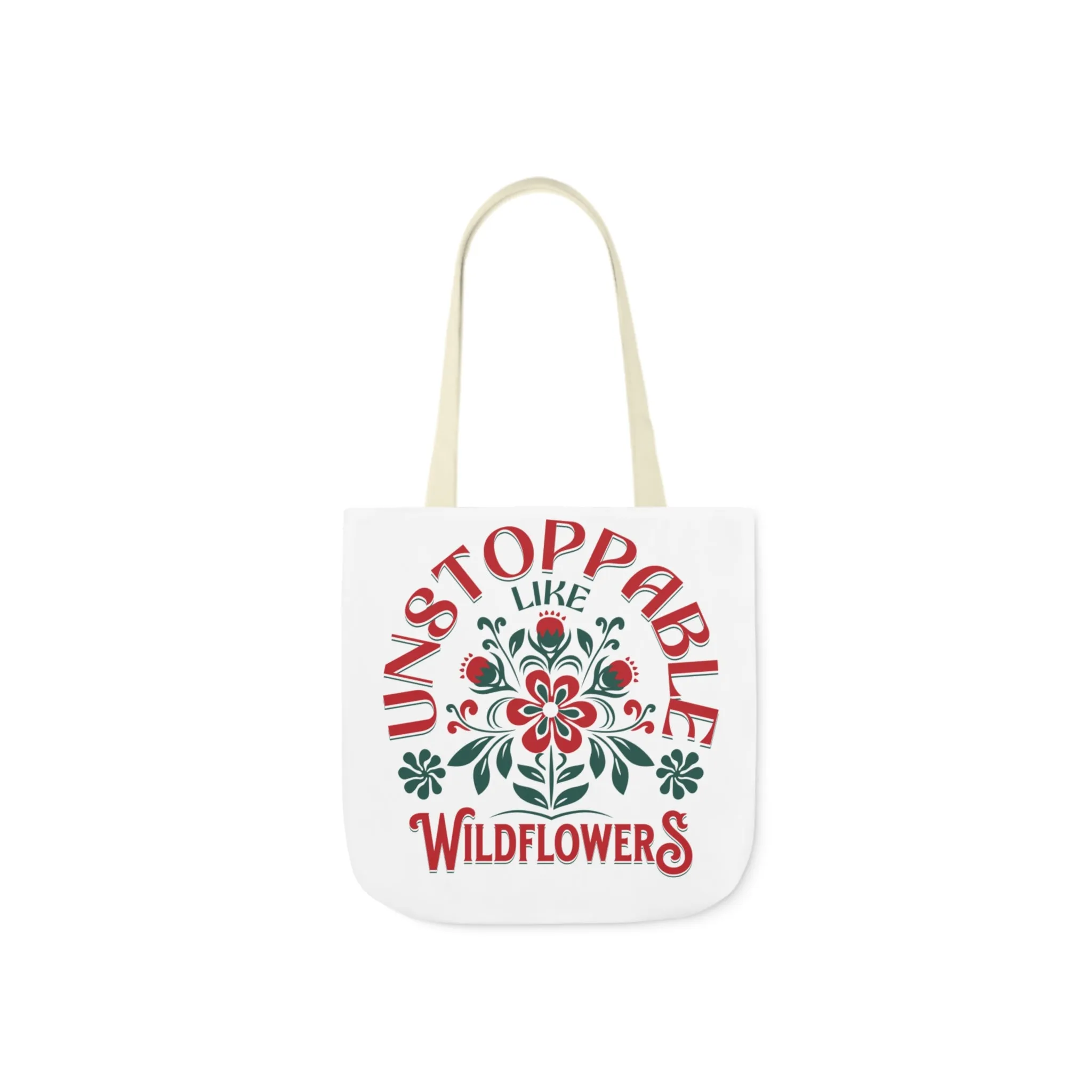 Unstoppable Wildflowers Canvas Tote Bag with Colorful Straps