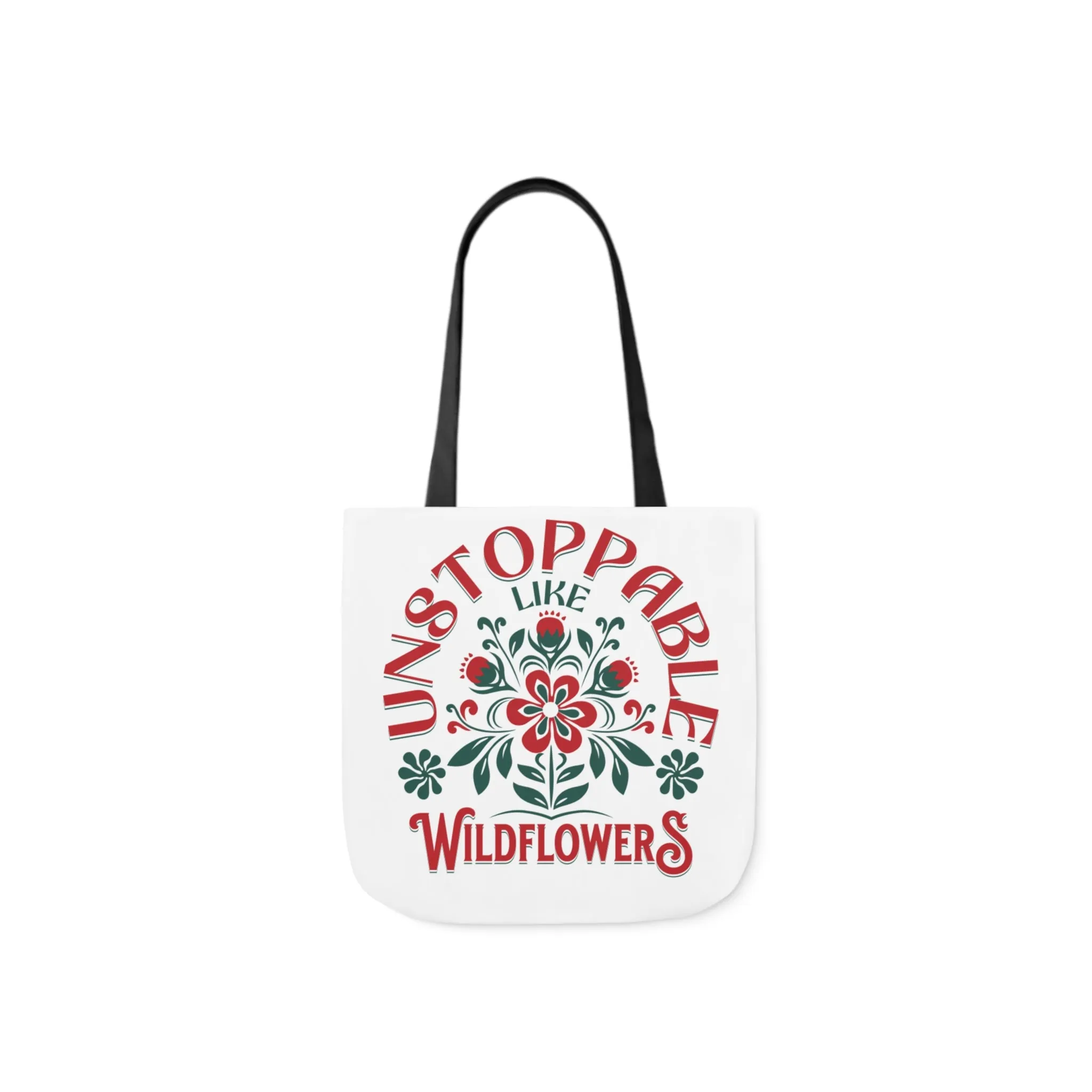 Unstoppable Wildflowers Canvas Tote Bag with Colorful Straps