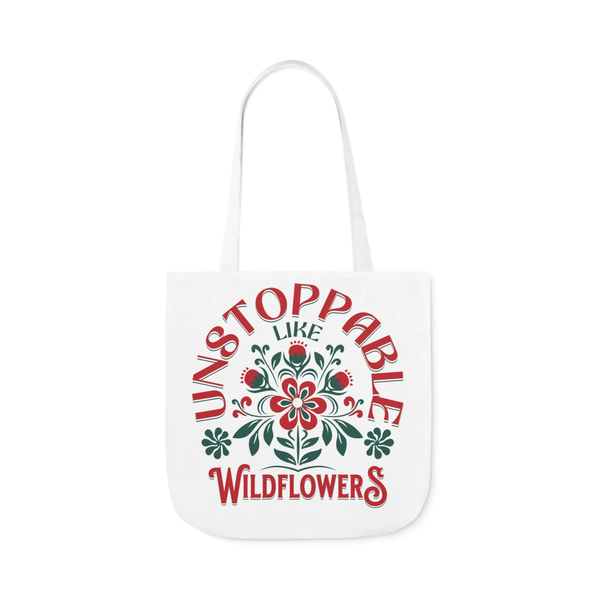 Unstoppable Wildflowers Canvas Tote Bag with Colorful Straps