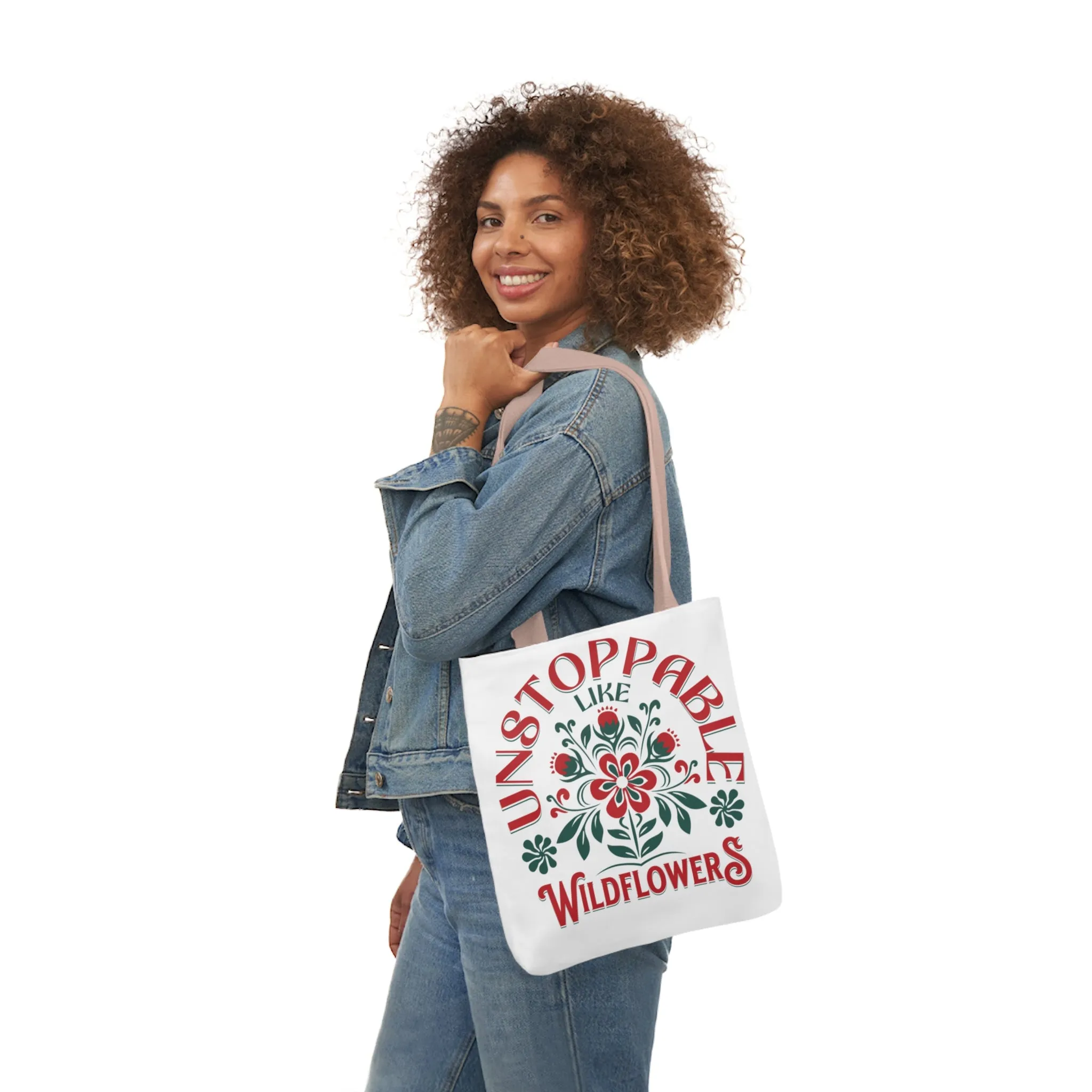 Unstoppable Wildflowers Canvas Tote Bag with Colorful Straps
