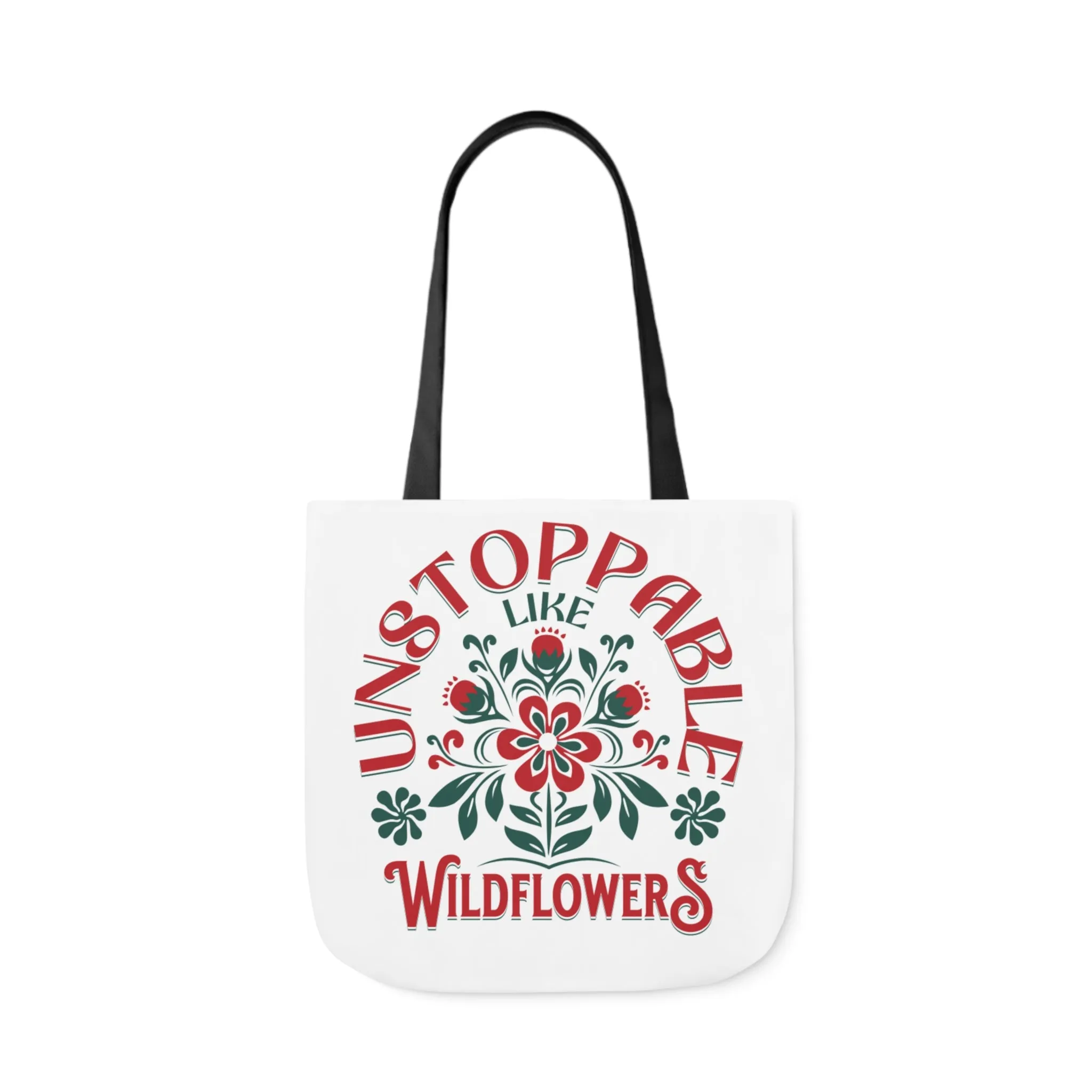 Unstoppable Wildflowers Canvas Tote Bag with Colorful Straps