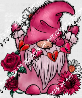 Valentine’s Day Love Gnome with Love Hearts DTF Transfer